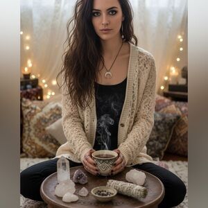 Crave Fame Lace Cream Knit Sweater